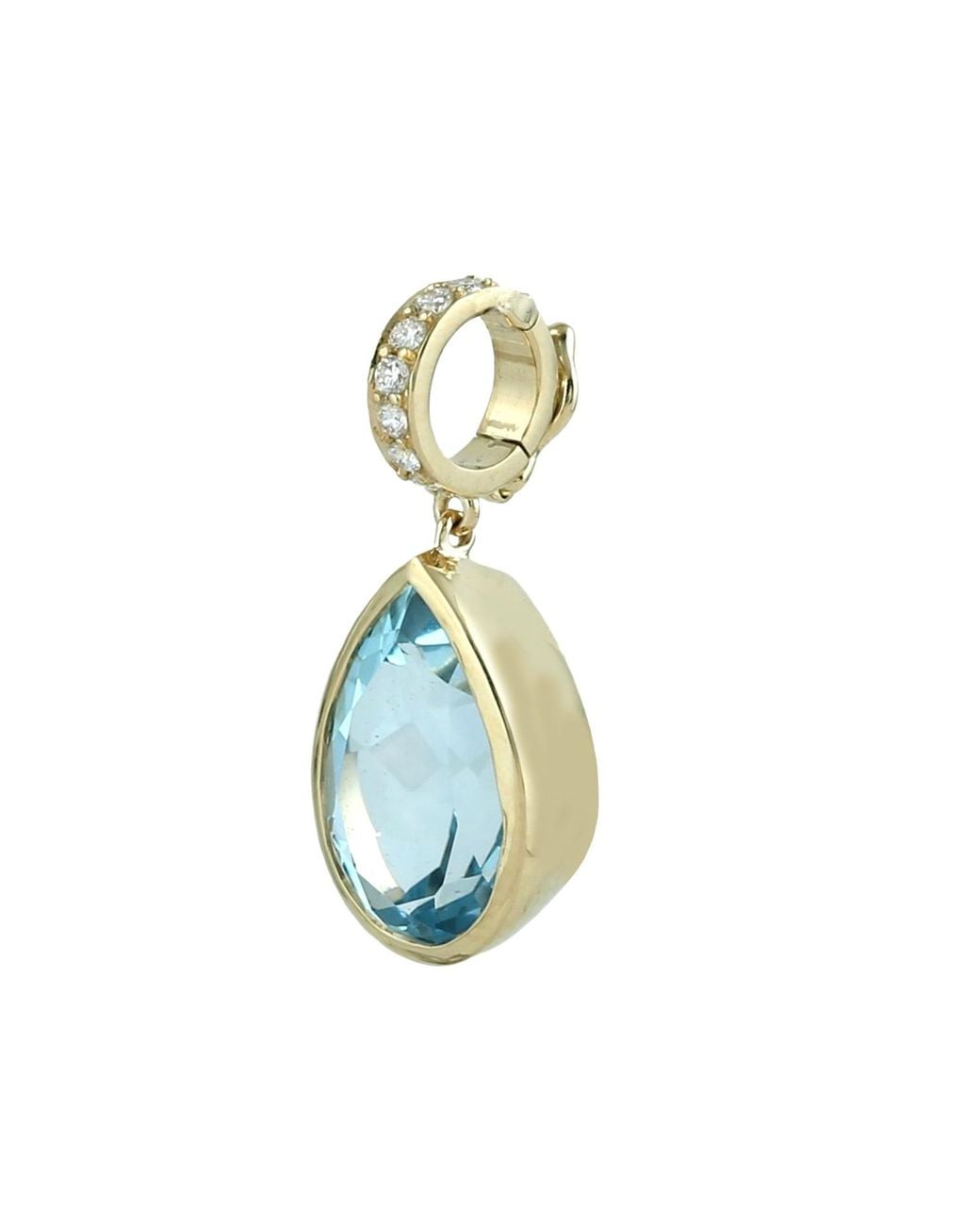 Artisan Blue 18K Topaz & Diamond Pear Drop Pendant