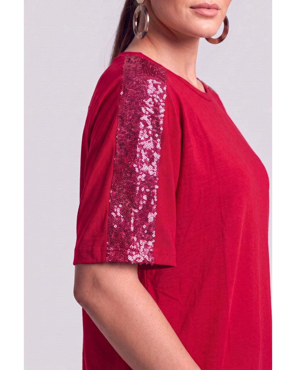 James Lakeland Red Paillettes Blouse