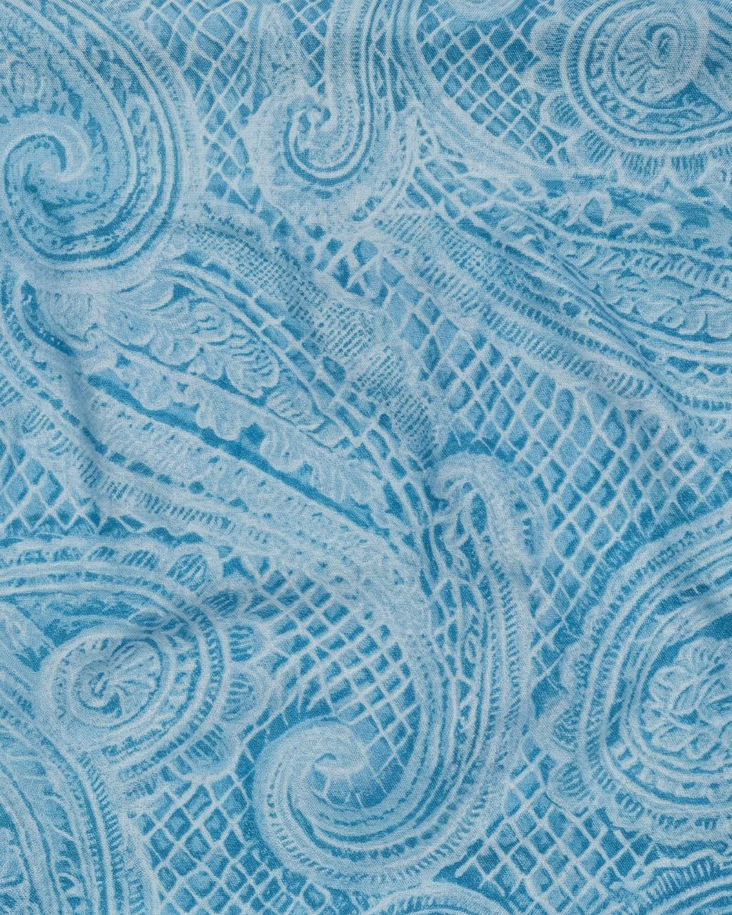 Lords of Harlech Blue Xena Crochet Paisley Halter One-Piece Swimsuit