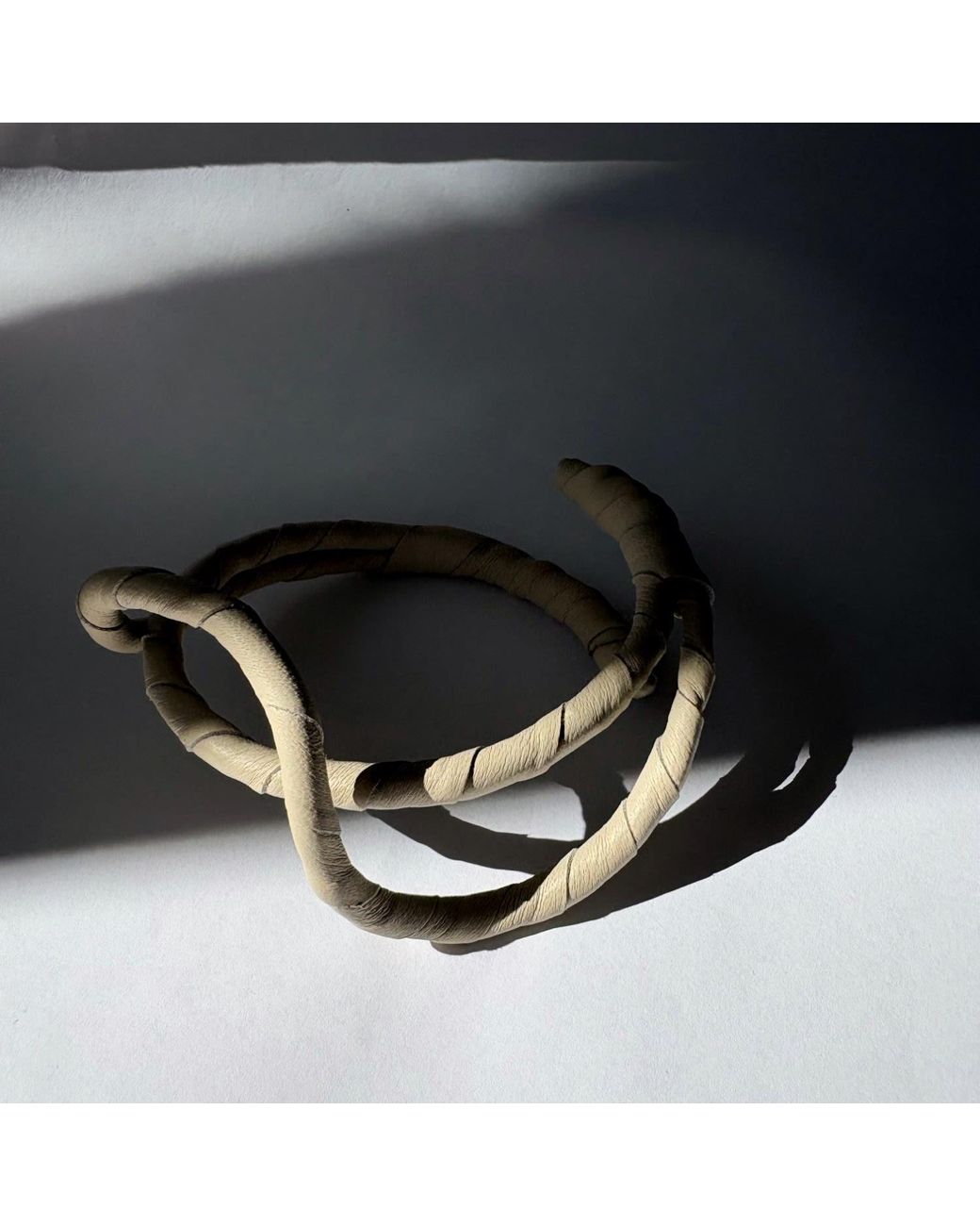 WAIWAI Metallic Neutrals Bend Sculptural Leather Choker