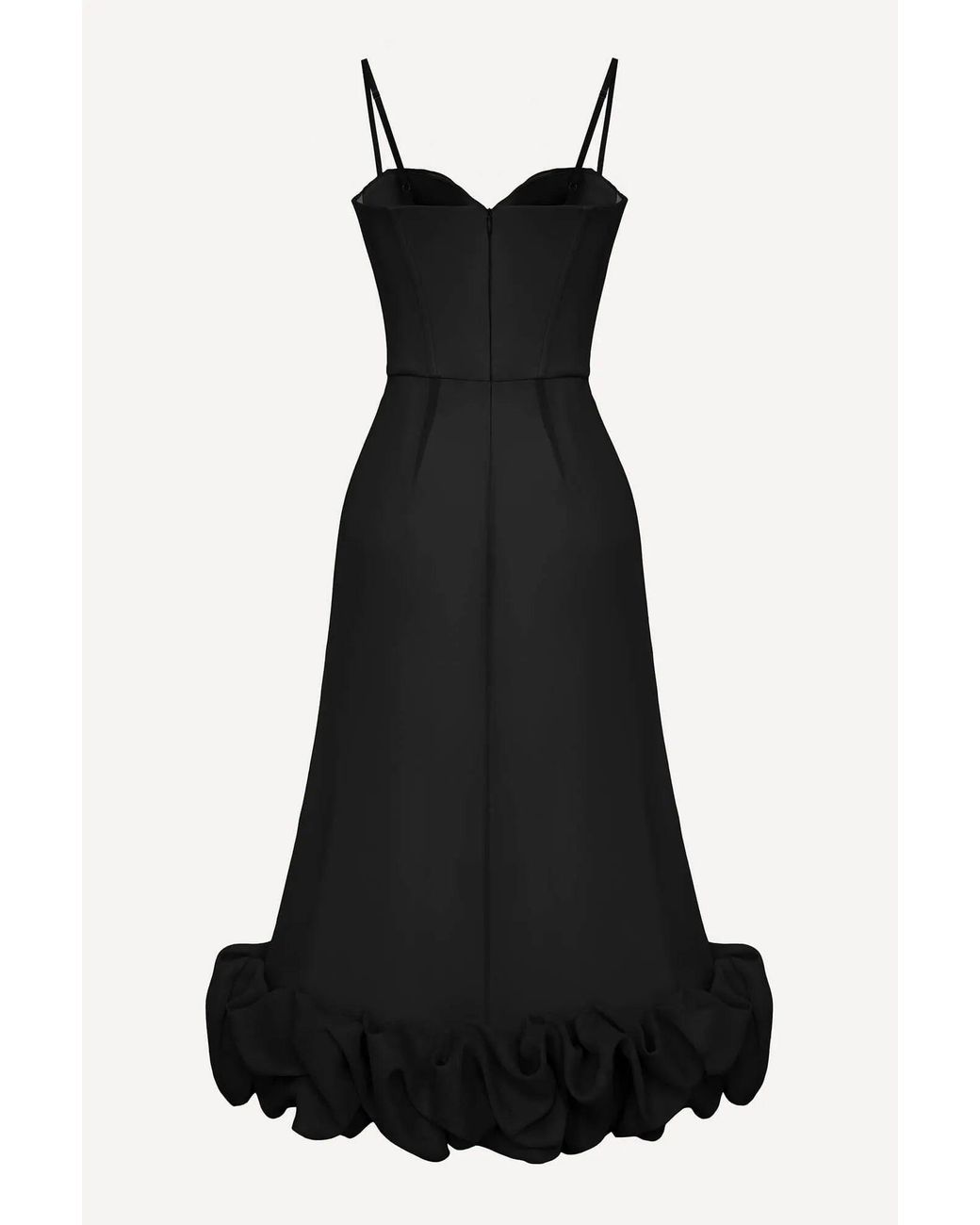 POST MERIDIEM Black Draped Bodice Bottom Flounced Bustier Dress