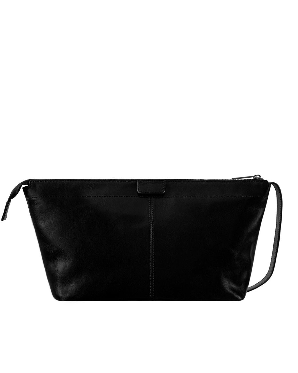 Time Resistance Black Leather Cosmetic Bag Dopp Kit for men