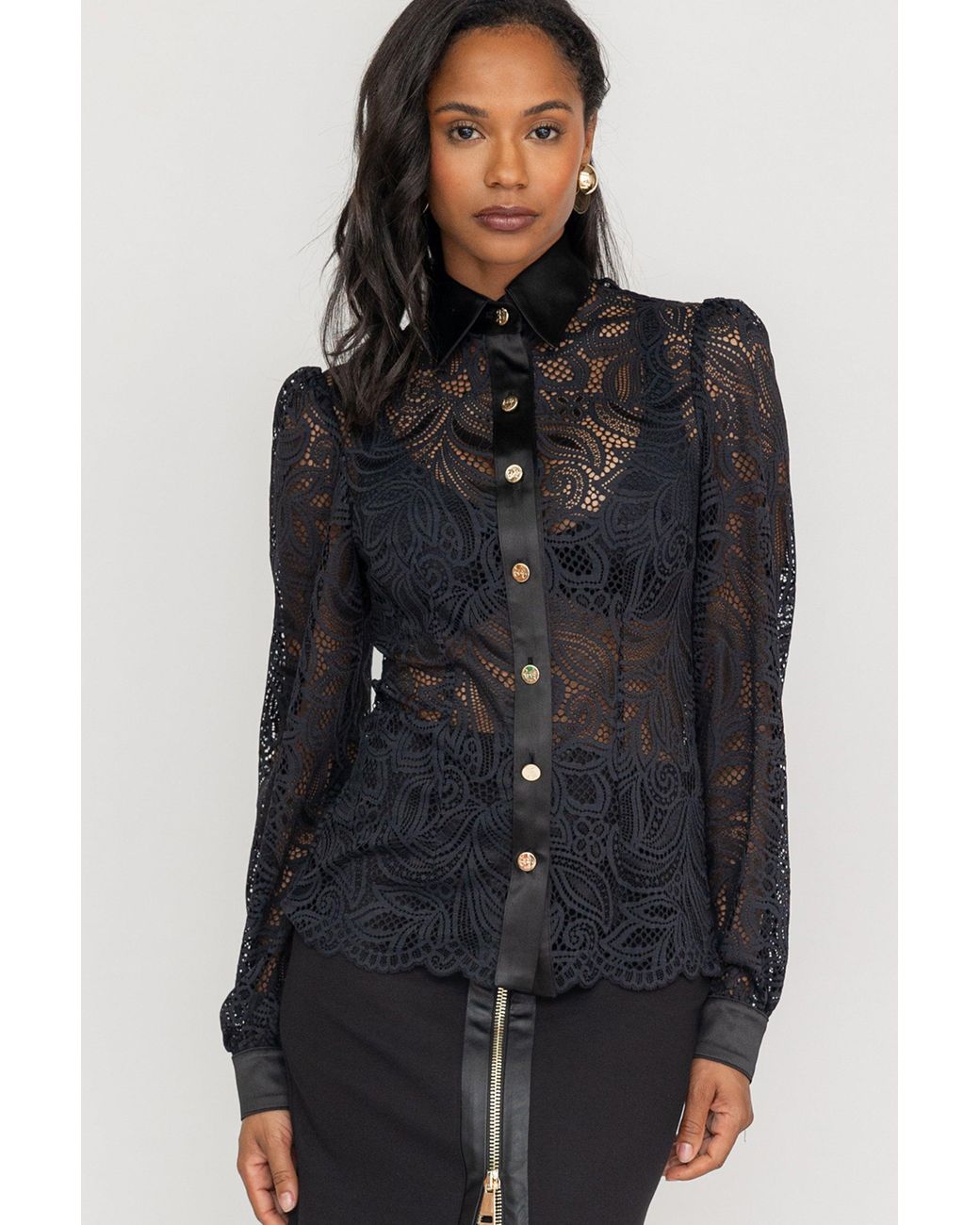 Zetaye Black Lyric Lace Blouse