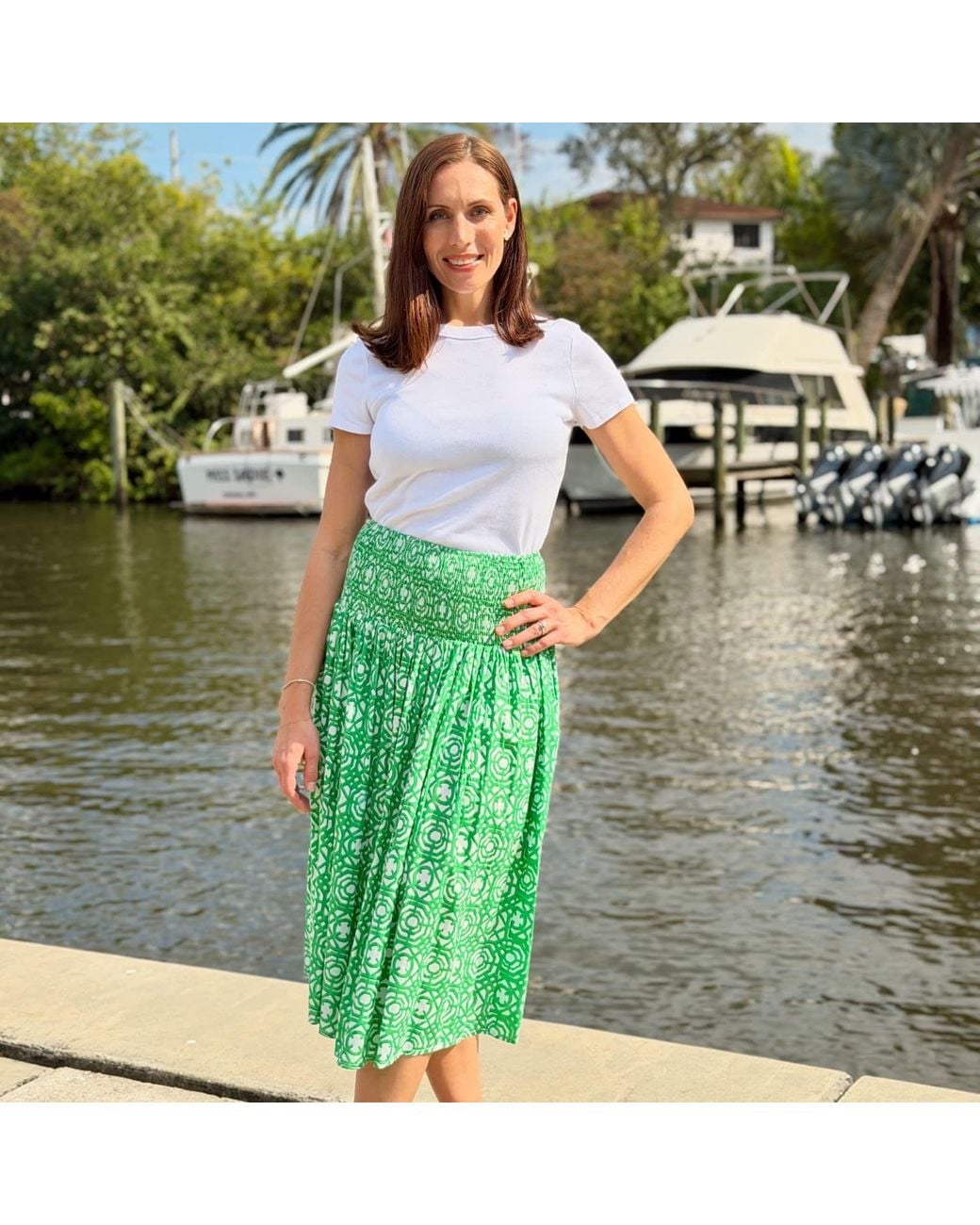 Mary Marshmallow Green Long Everyday Skirt