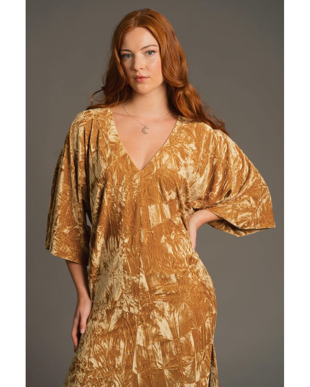 Little Lies Yellow Rumours Ochre Velvet Midi Dress