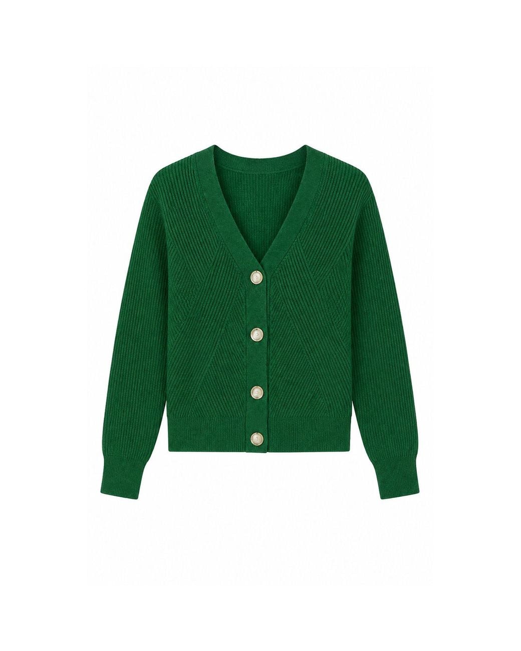Yumi' Green Relaxed Fit Cardigan With Stitch Detail