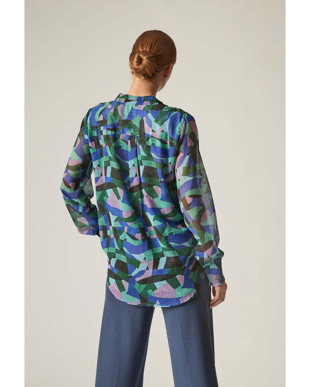 James Lakeland Blue Abstract Print Blouse