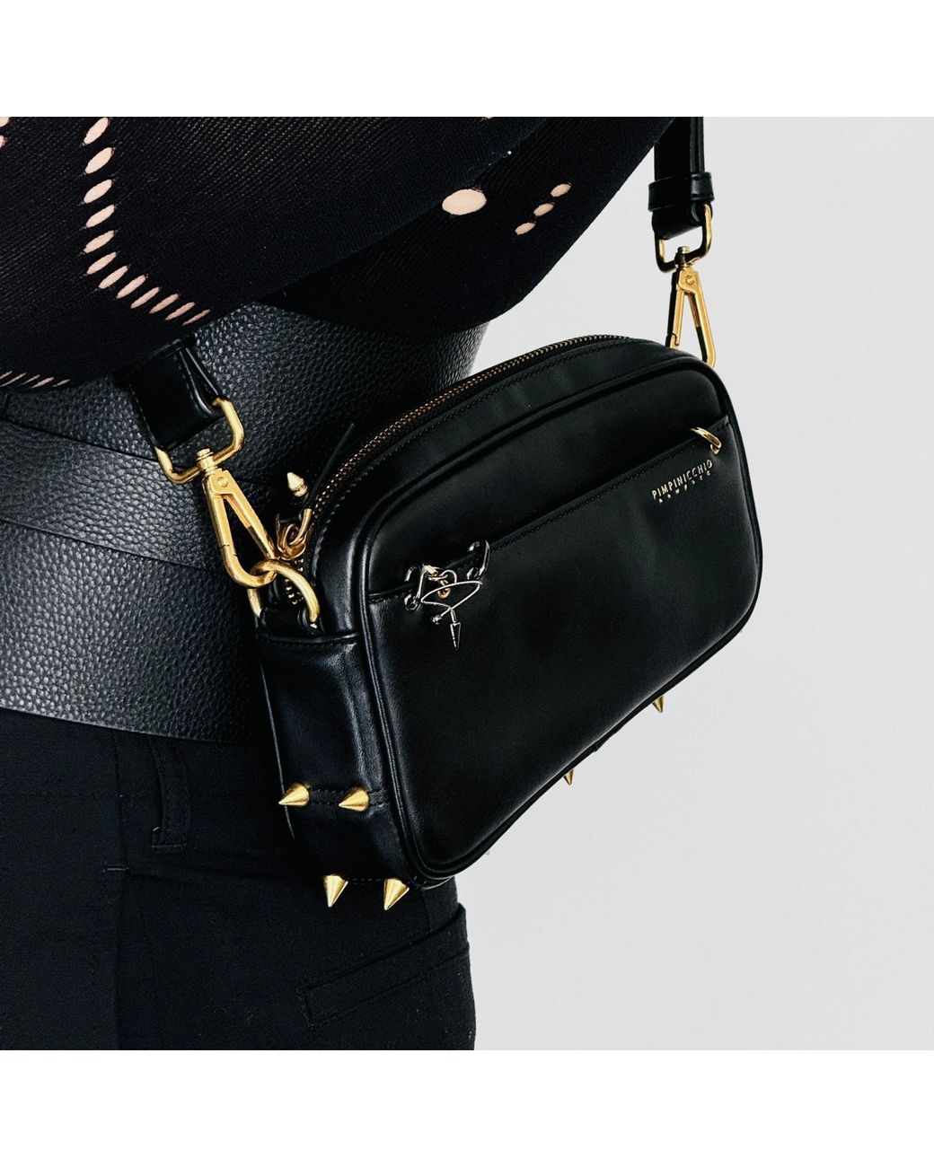 Pimpinicchio New York Black Asymmetrical Belt Bag for men