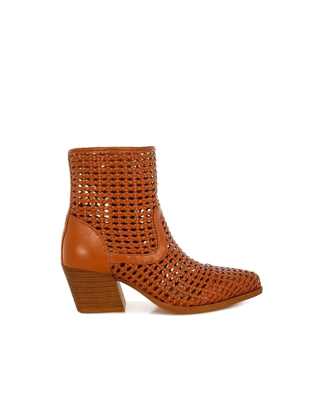 Rag & Co Brown Artisole Woven Pleather Block Heel Boots