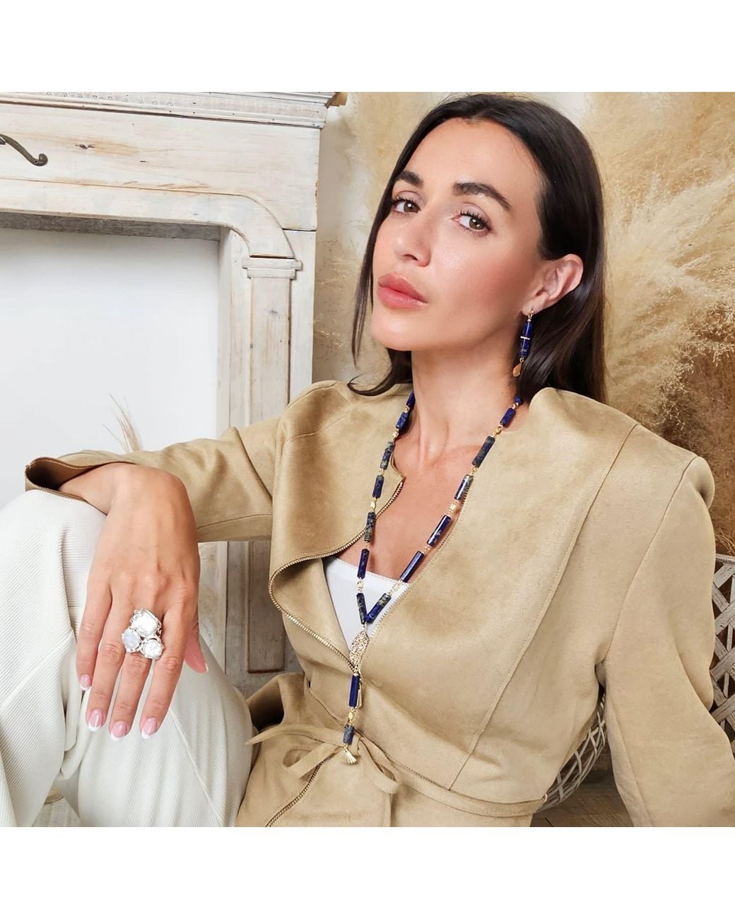 Farra Brown Lapis Y Shape With Tassel Necklace
