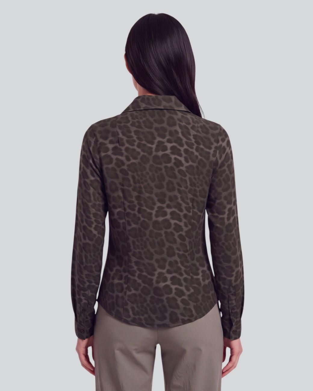 Lords of Harlech Black Sutton Leopard Brownie Stretch Silk Long-Sleeve Shirt