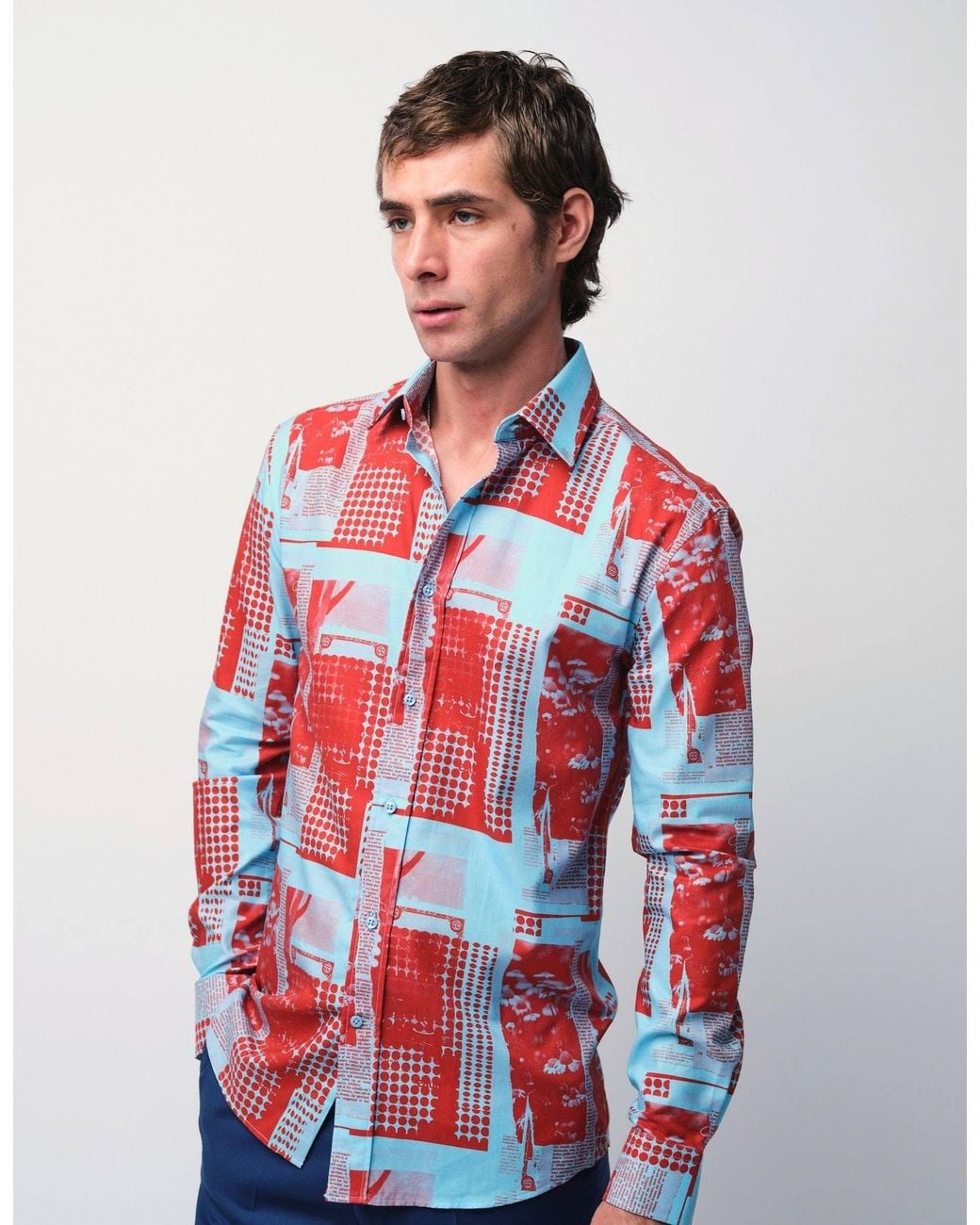 Gresham Blake Red Collage Shirt for men