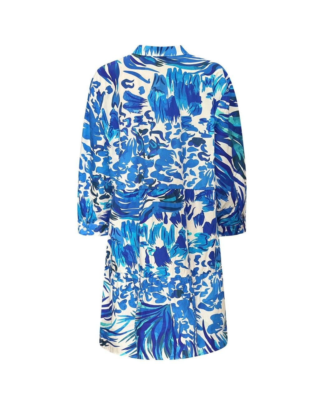 Perlavera Blue May Waves Printed Quarter Sleeve Length Mini Dress