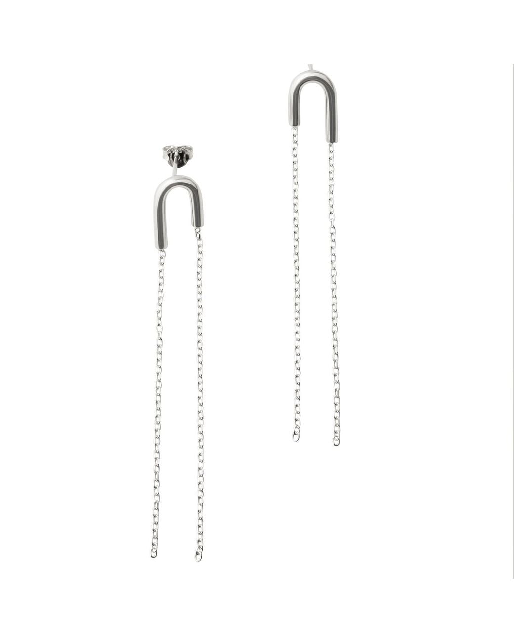 Bold Manifest Designs White Geometric Chain Drop Earrings X Unbound