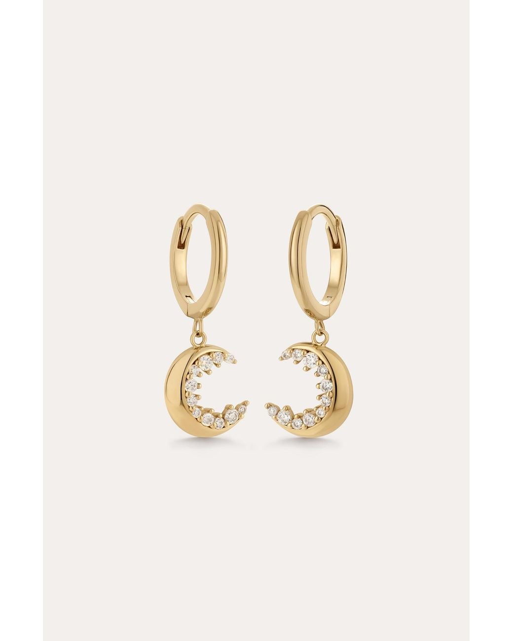 Vanhi Metallic Crescent Moon Crystal Charm Hoops