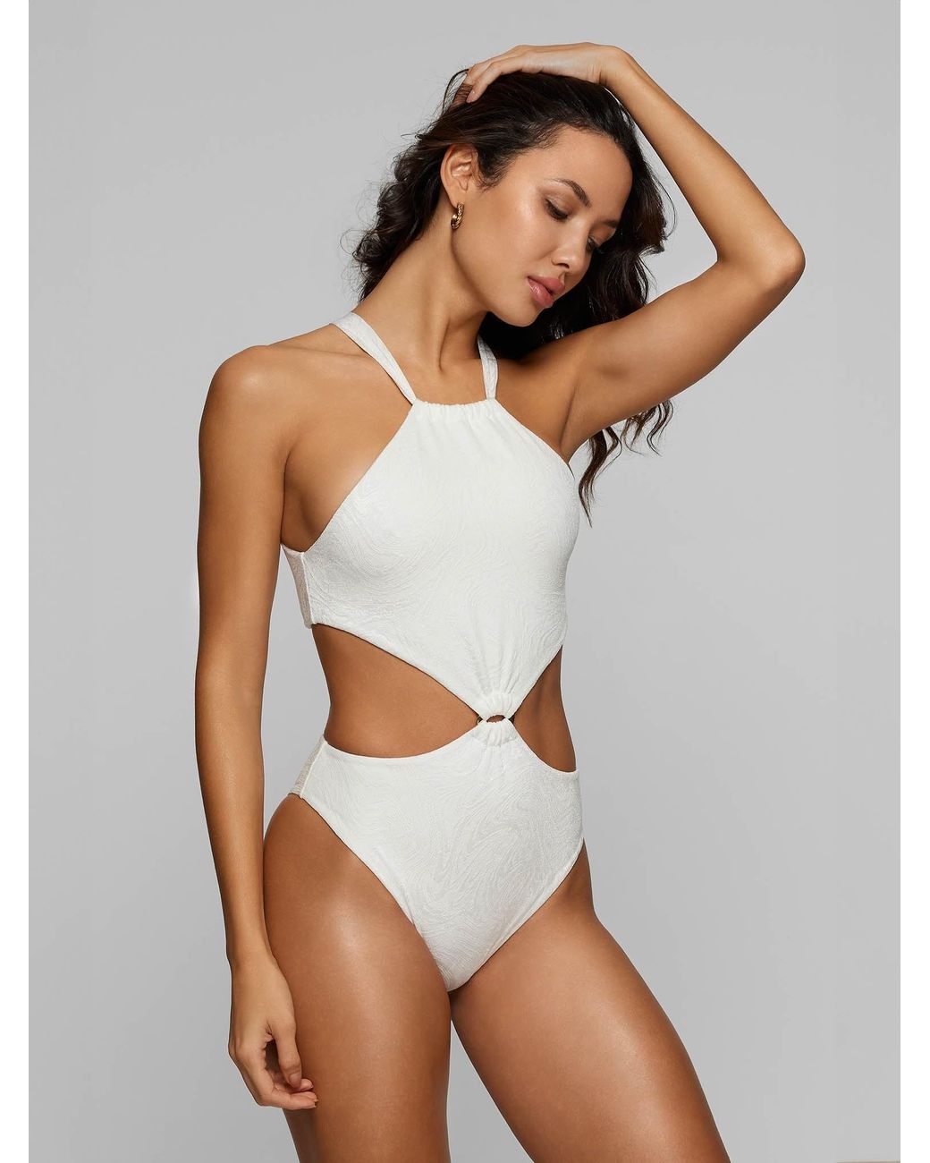 Baíah White Sirena Halter Swimsuit