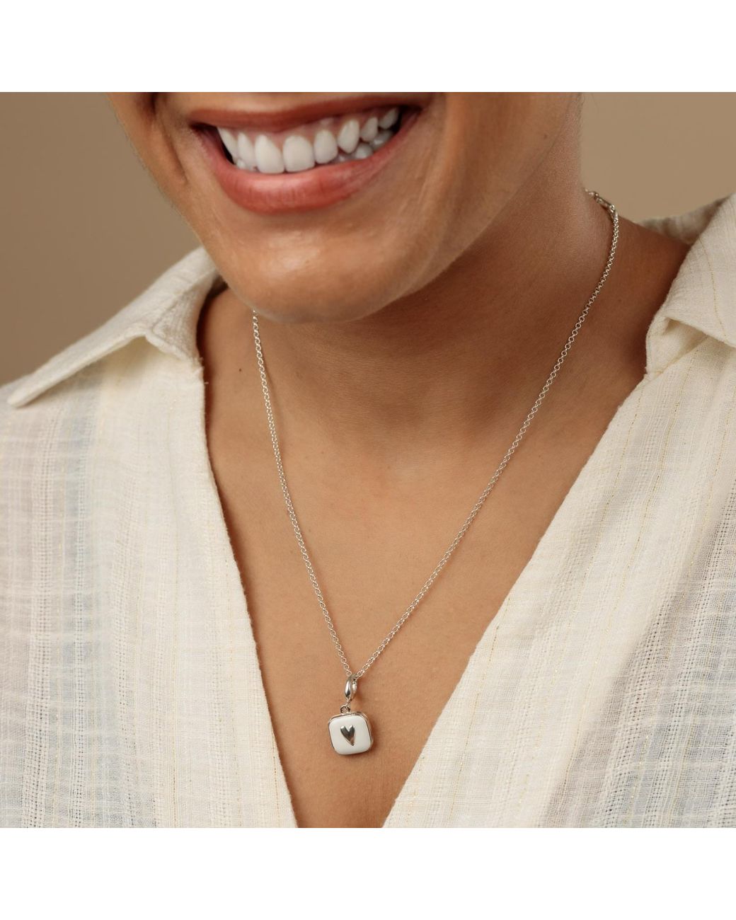Lily Charmed Metallic Sterling Heart Locket Necklace