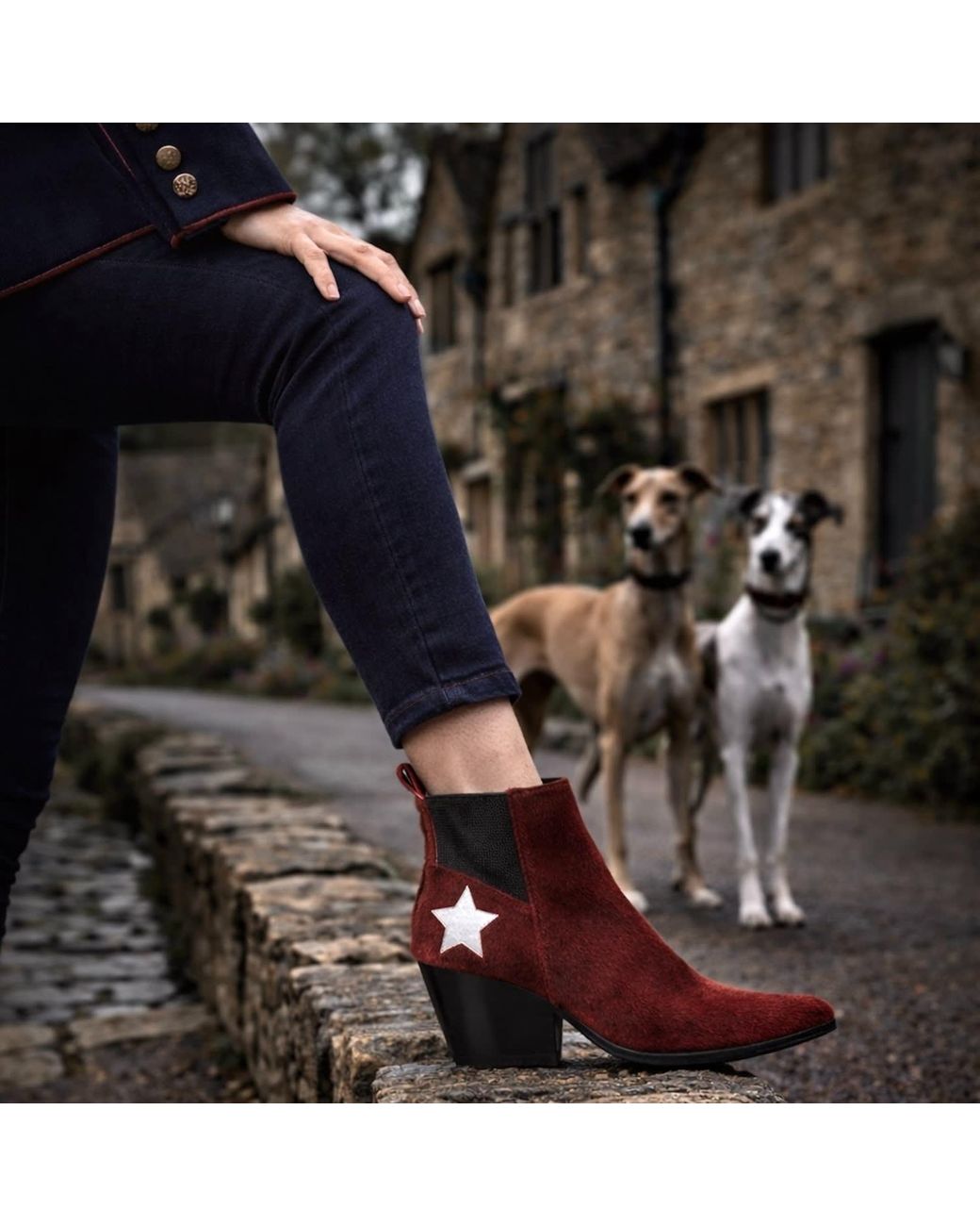 Rosamund Muir London Red Felixa Burgundy Calf Hair With Star Ankle Boots