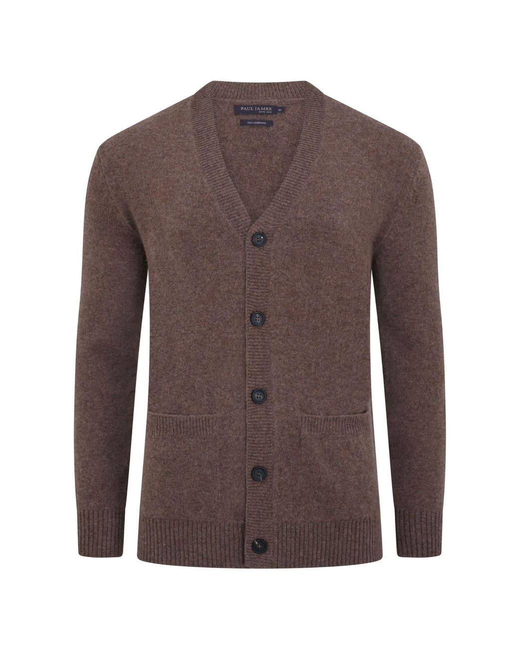 Paul James Knitwear Brown Lambswool Alfie Cardigan for men