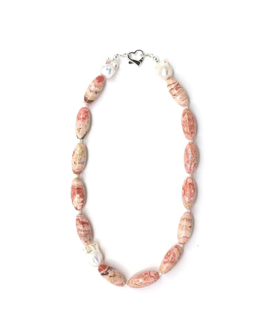 Shar Oke White Rhodochrosite & Freshwater Pearls Necklace