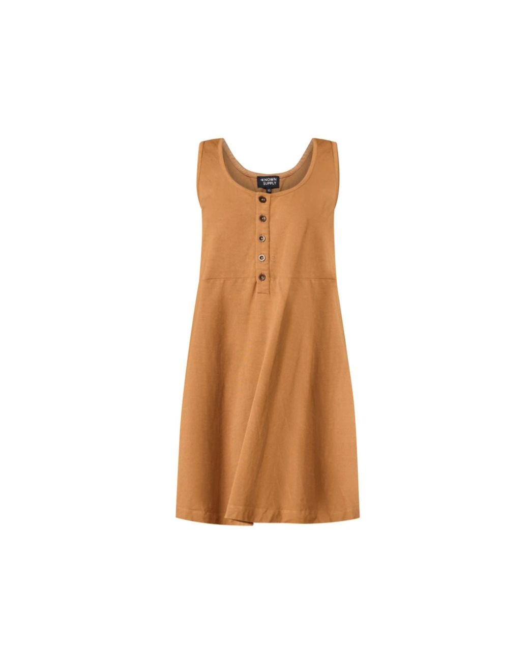 Known Supply Brown Button Up Sleeveless Dress