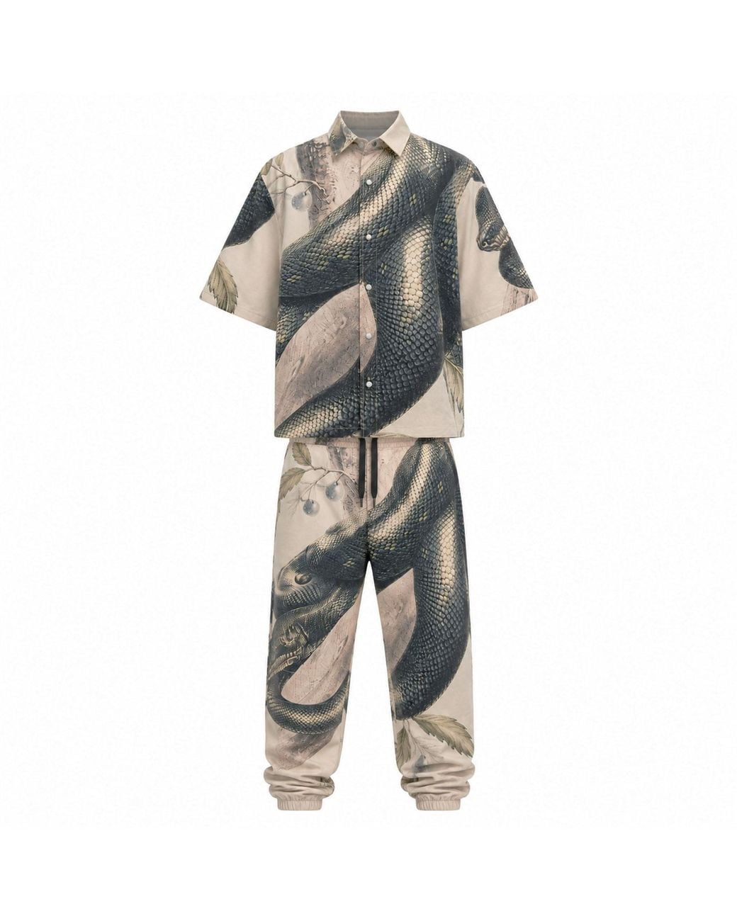 mysimplicated Gray Neutrals Short Sleeve Shirt And Trousers Set for men