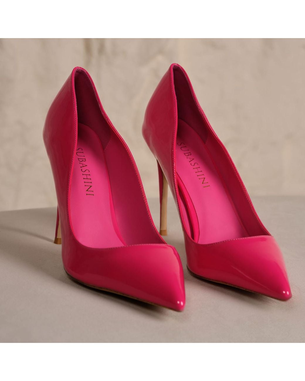 Subashini Heels Pink Fuchsia Mirror Stiletto Pumps