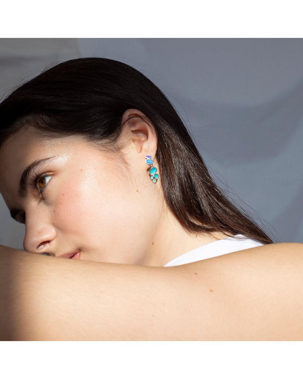 Joidart Blue Dangling-Plated Earrings Gaudí Jewelry