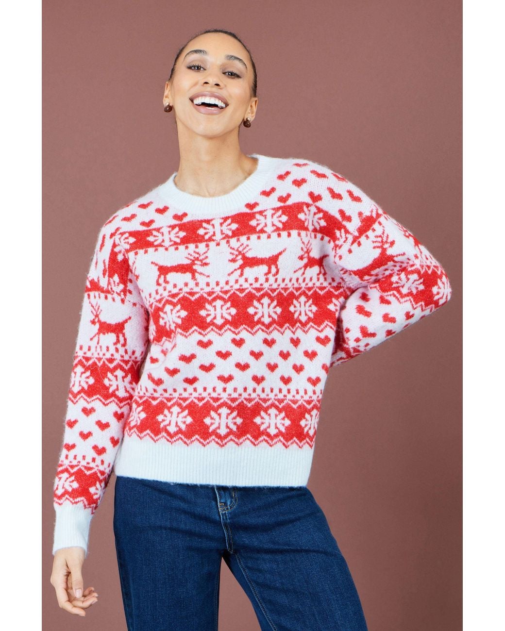 Yumi' Red Heart Fairisle Christmas Jumper