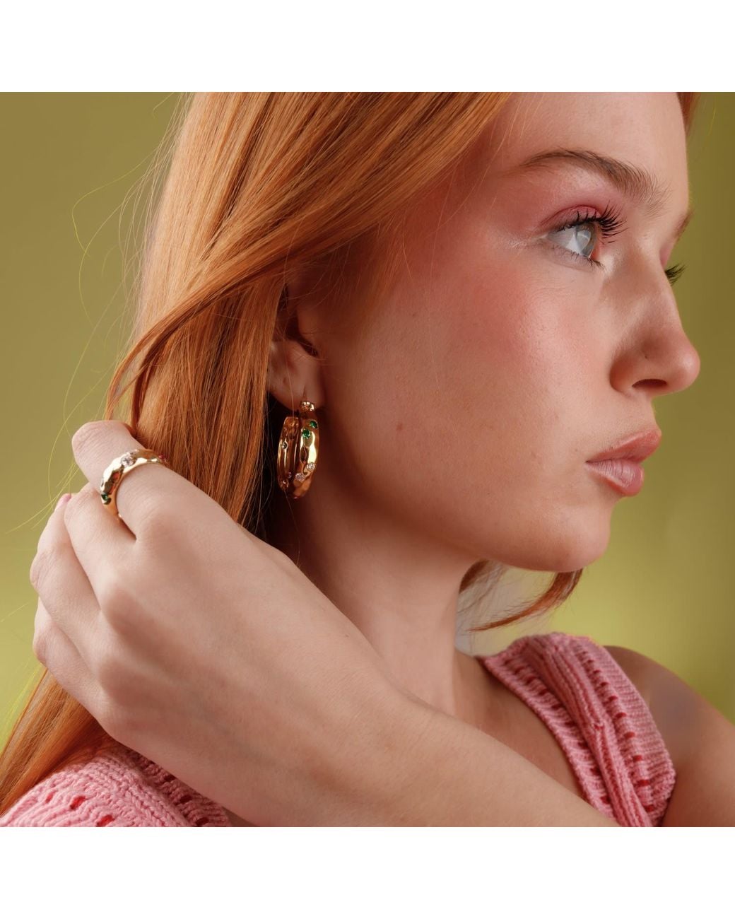 YAA YAA LONDON Metallic Luxury Jewel Hoop Earrings