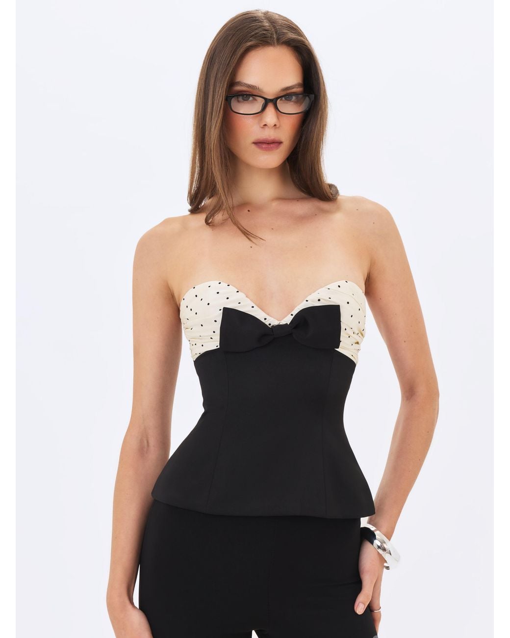 Miss Circle New York Blue Ulrike & Polka Dot Sweetheart Peplum Top
