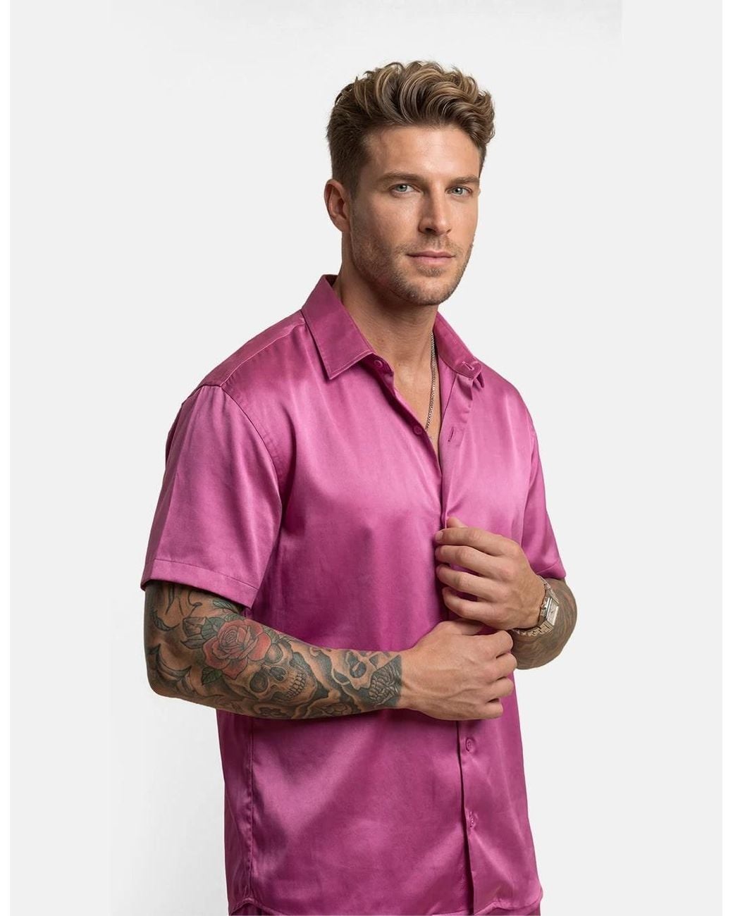 Hustle Purple Flying Dragon Satin-Shirt for men