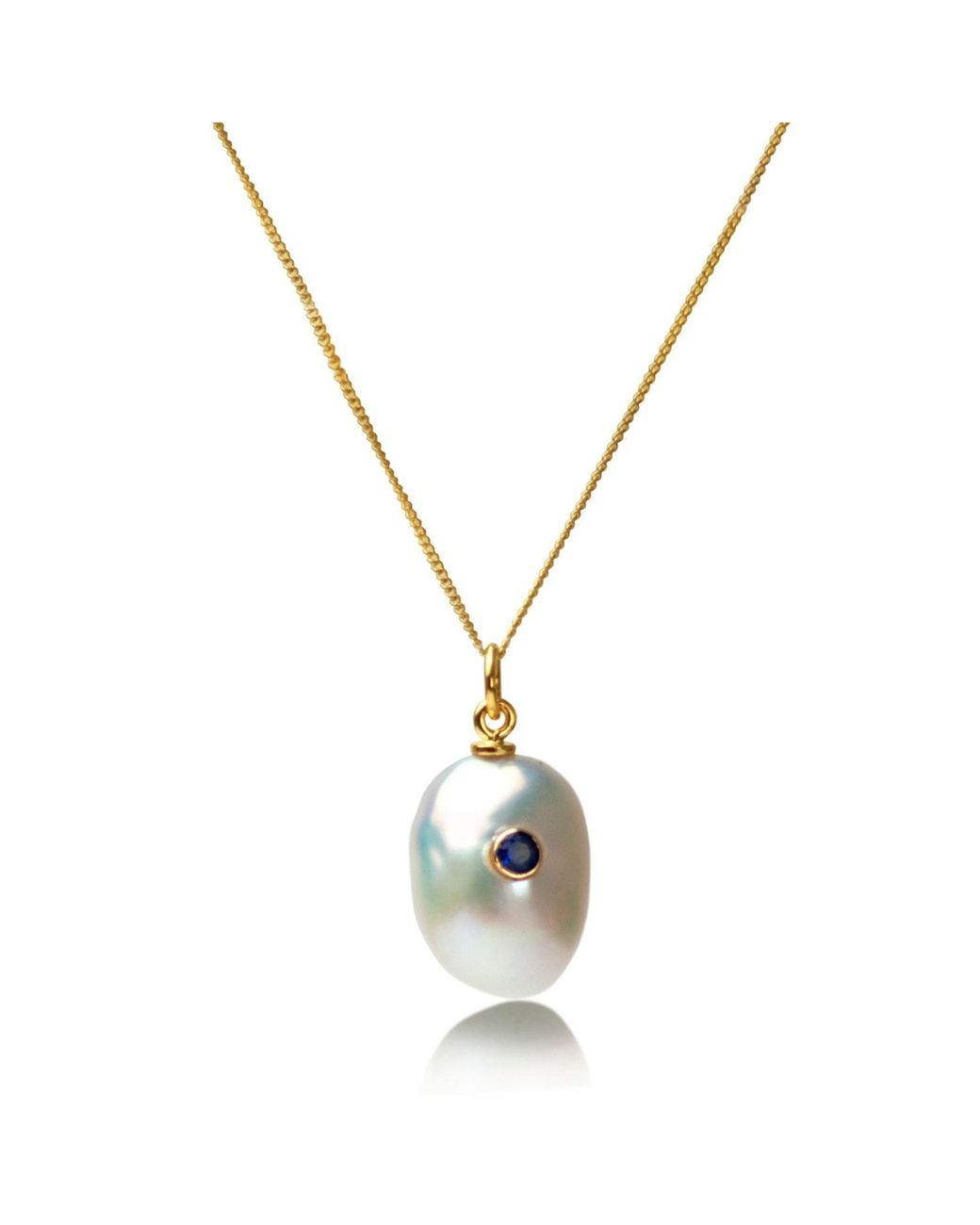 The Jewellery Store London Metallic Keshi Pearl Necklace With Sapphire