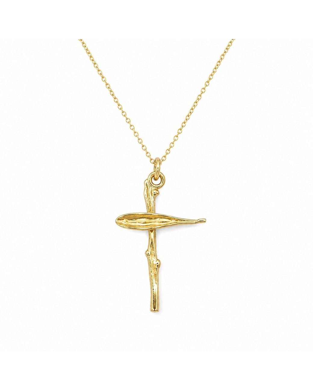 Mother Nature Jewelry Metallic Cross Necklace, Handmade Leaf Pendant
