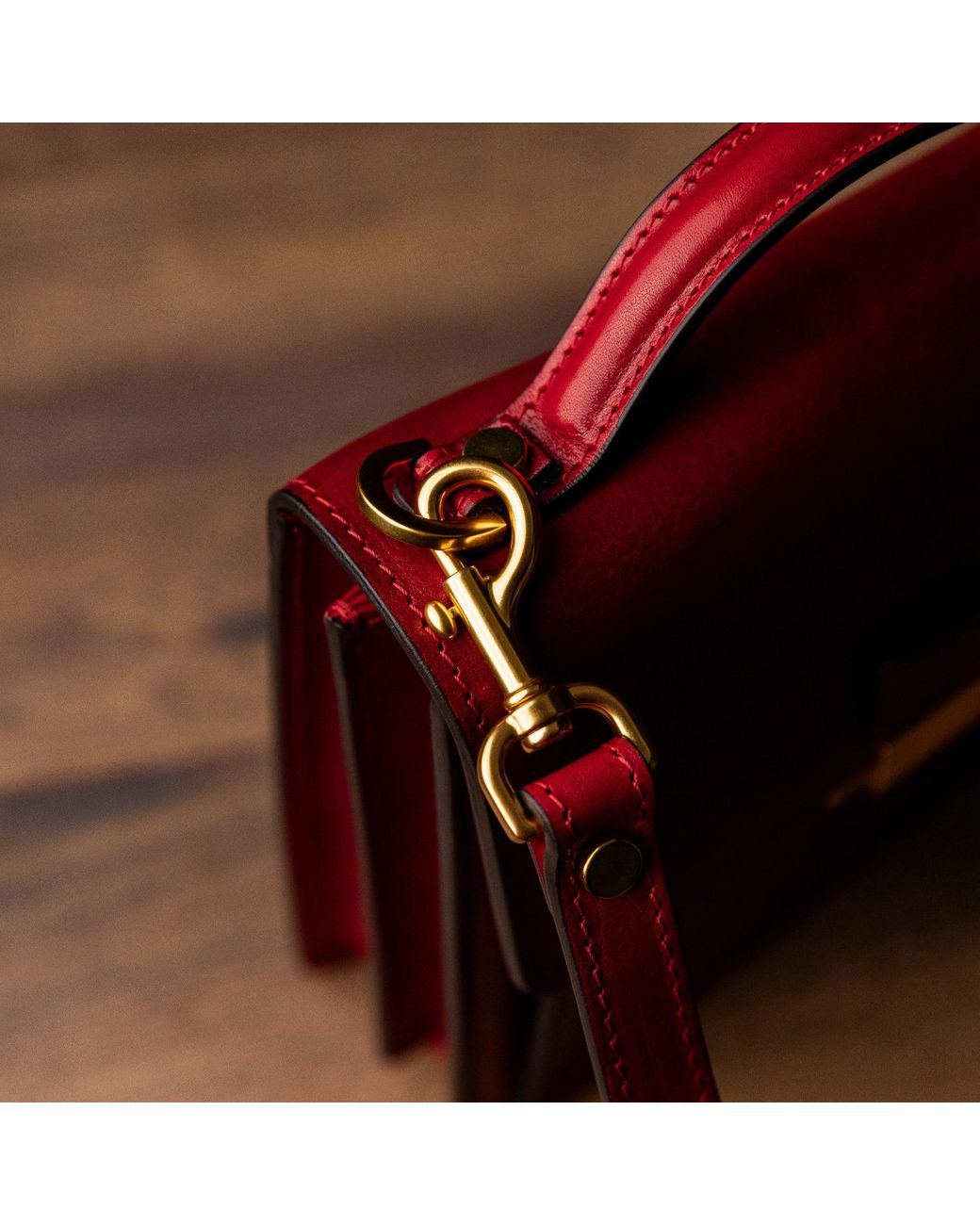 Time Resistance Red Small Leather Briefcase For