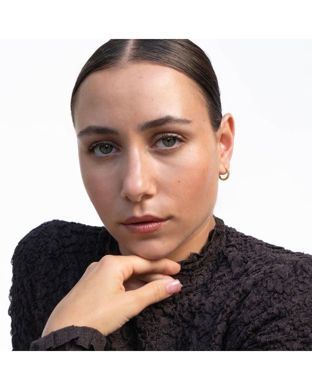 Dower & Hall Metallic Twist Huggie Hoops