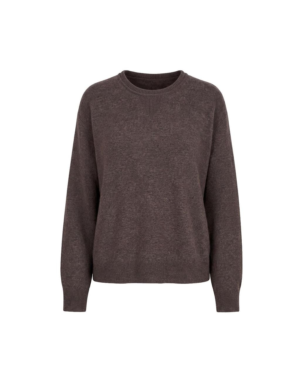 tirillm Brown Cindy Merino Wool Basic Pullover- Dark Mull Melange