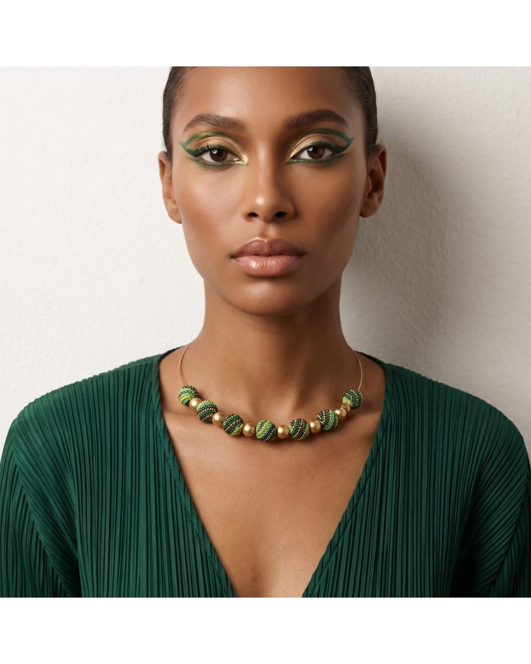Iliana Arrazola Metallic Magical Ball Necklace, Glass Beads, Beaded Jewelry