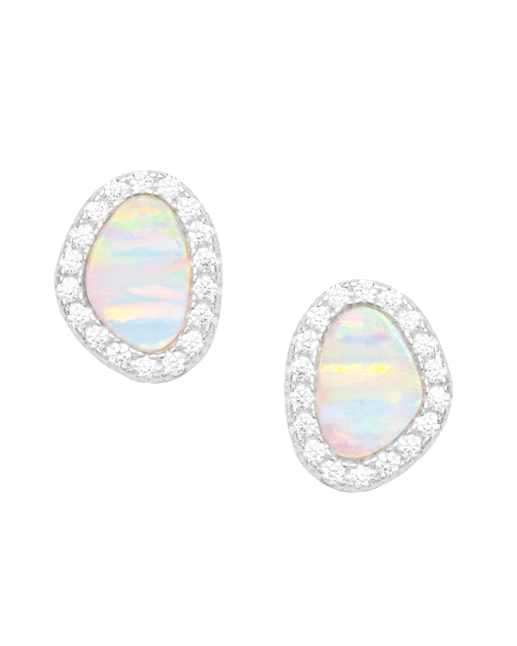 KAMARIA Metallic Opal Pebble Stud Earrings