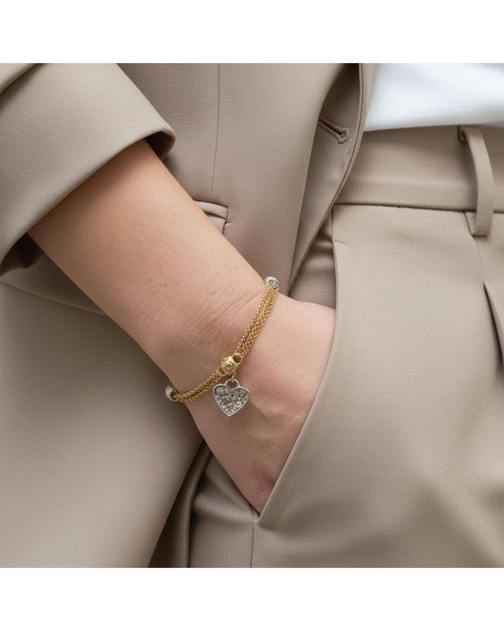 Vintouch Italy Metallic Heartwork Bracelet