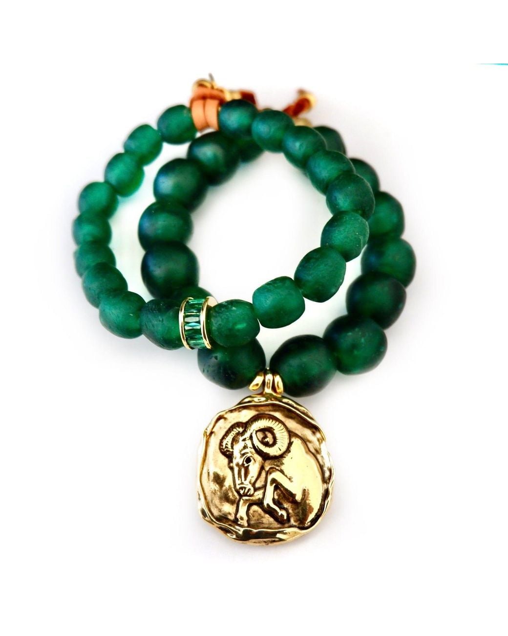 Persia Dona Jewelry Green Vintage Glass Baguette Ring Bracelet