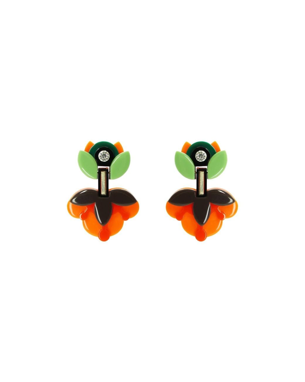 Gissa Bicalho Black Handmade Acrylic Earring Petunia Medium