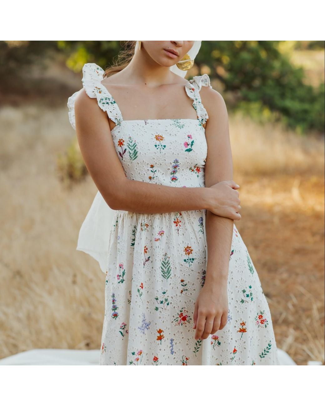 Em & Shi White Summer Herbs Picnic Dress