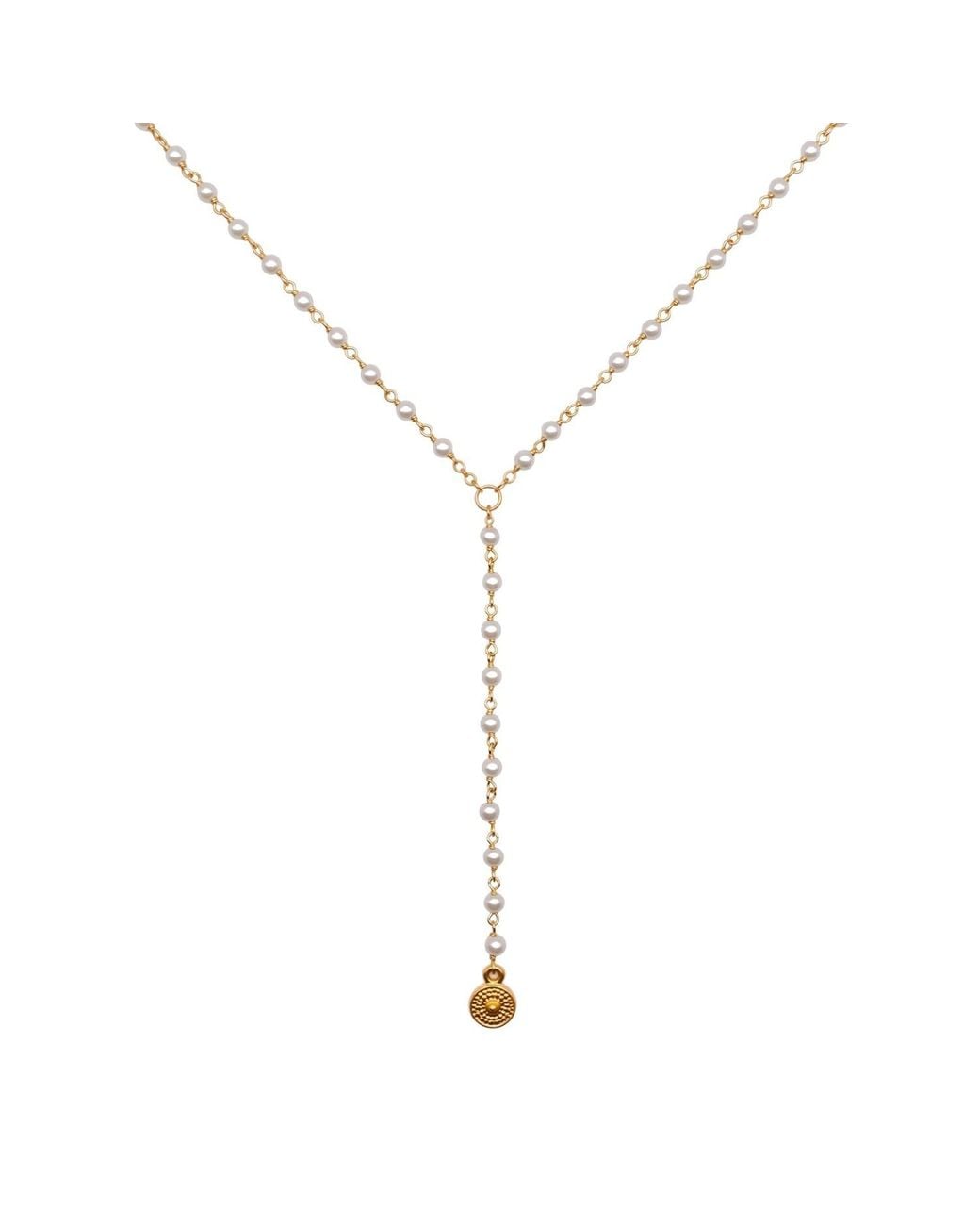 Iris London Metallic Ava Pearl Lariat