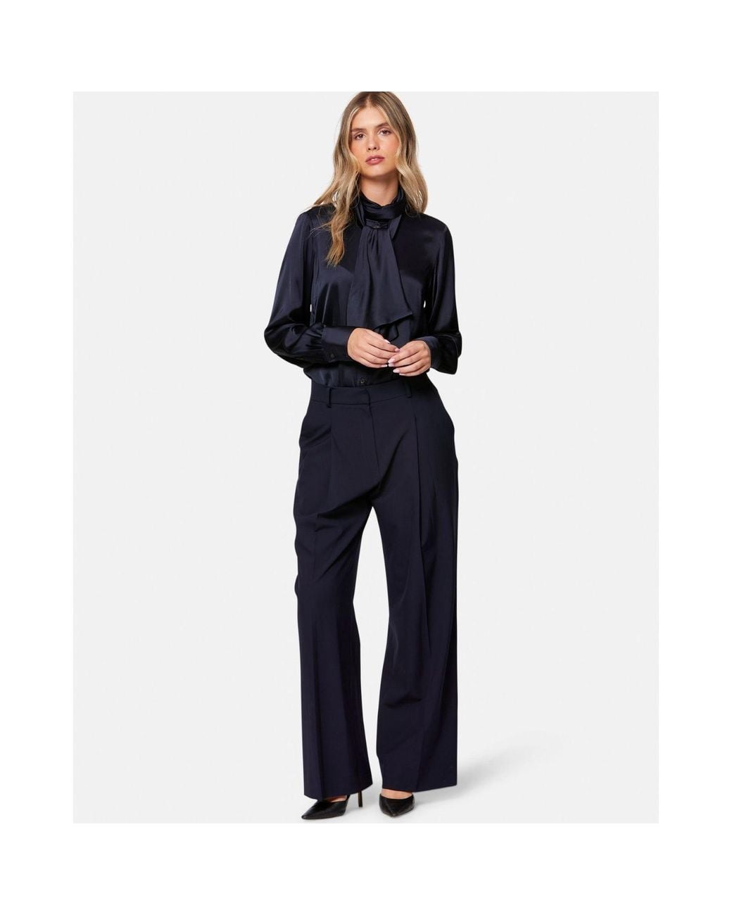 Helen Mcalinden Blue Anastasia Pussybow Blouse