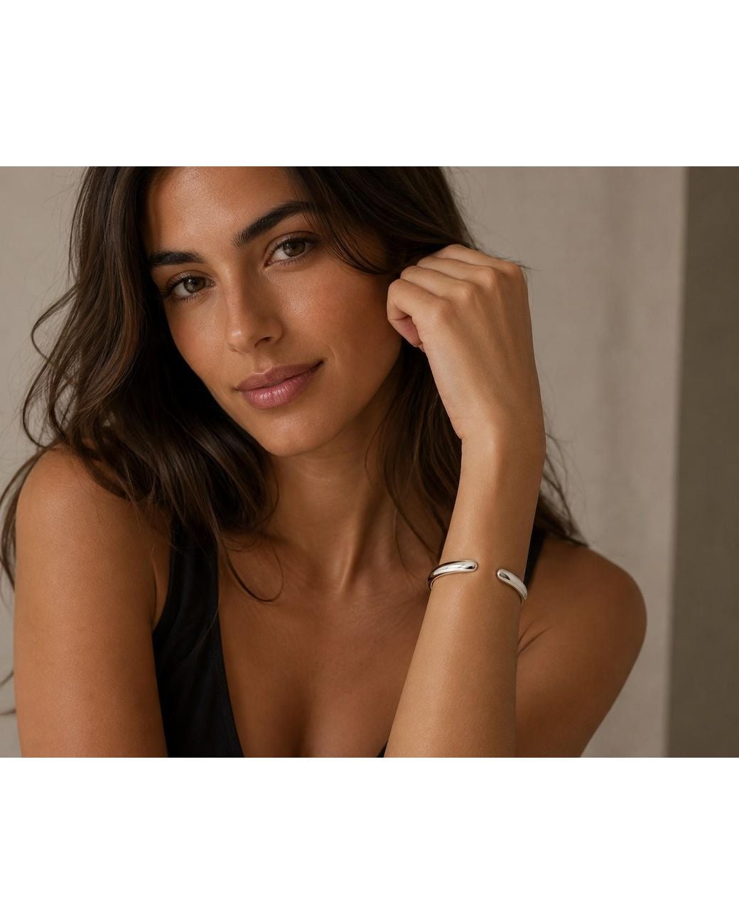 Gold & Honey White High Polish Open Cuff Bracelet