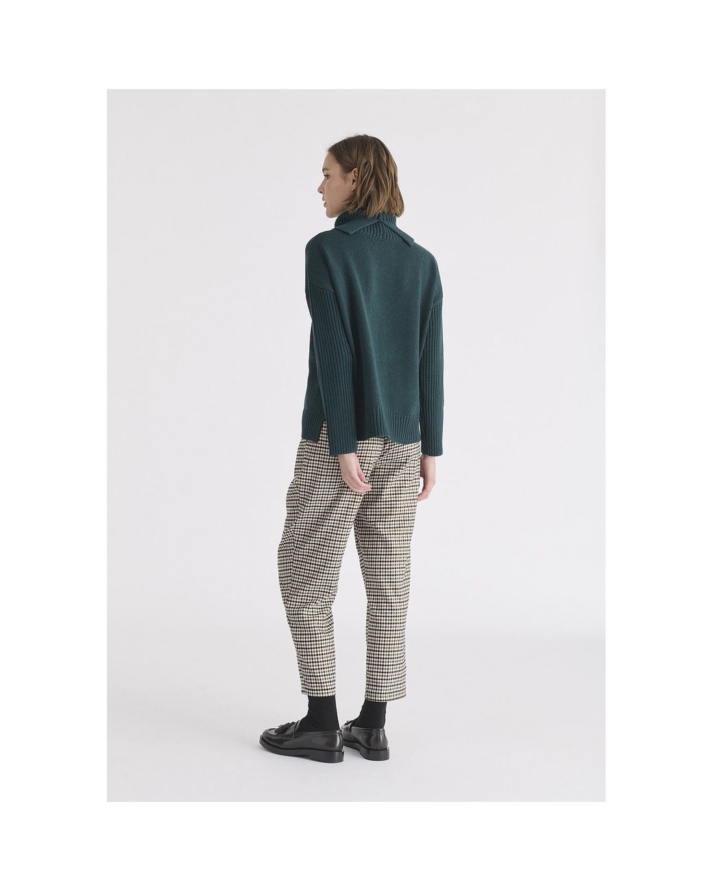 Paisie Blue Polo Neck Jumper With Ribbed Details