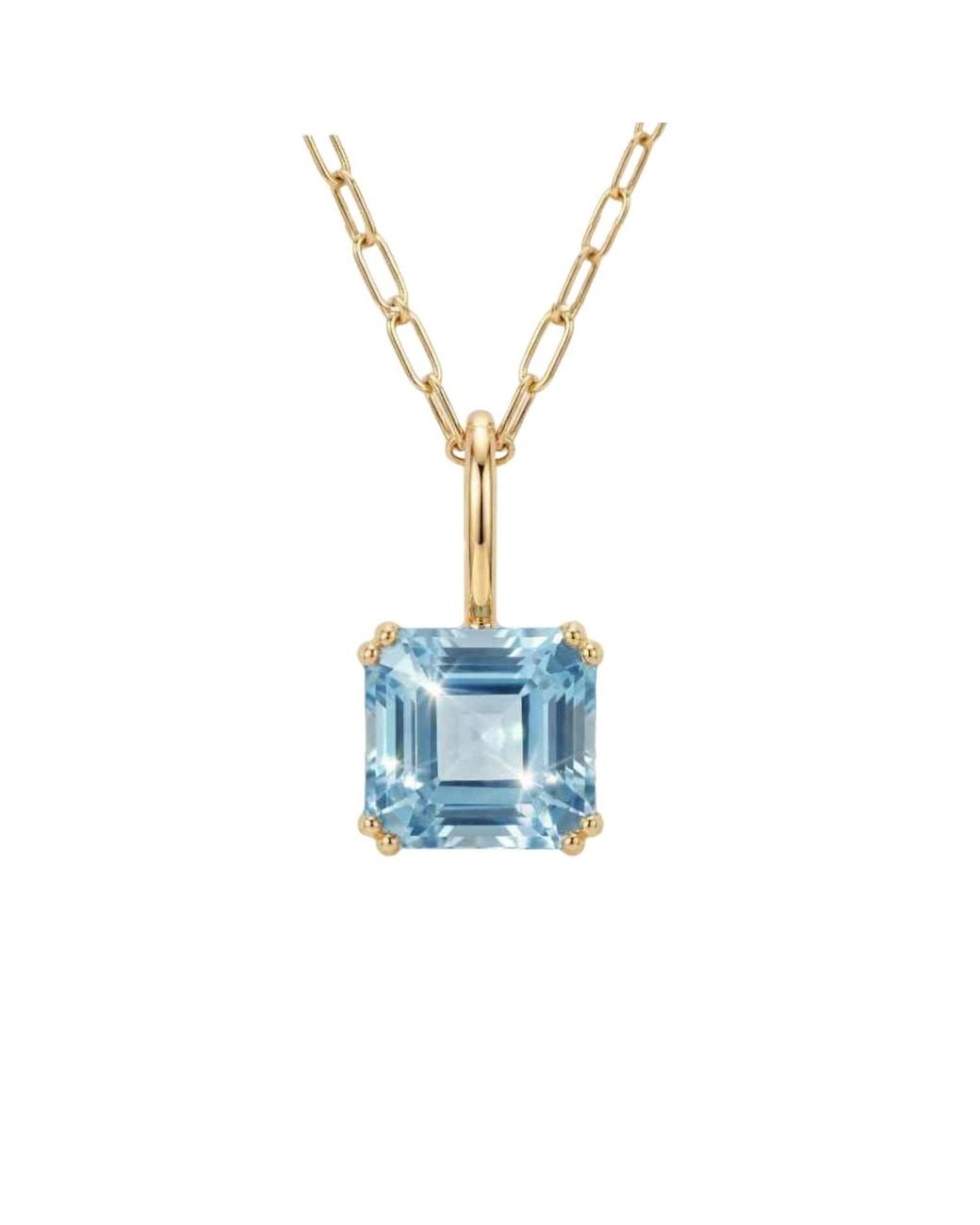 Dainty London Blue Solid Large Topaz Necklace