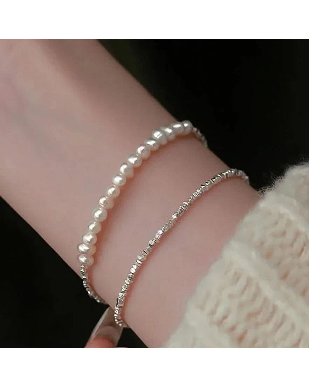 Angel Barocco Metallic Beaded Freshwater Pearl Irregular Bracelet