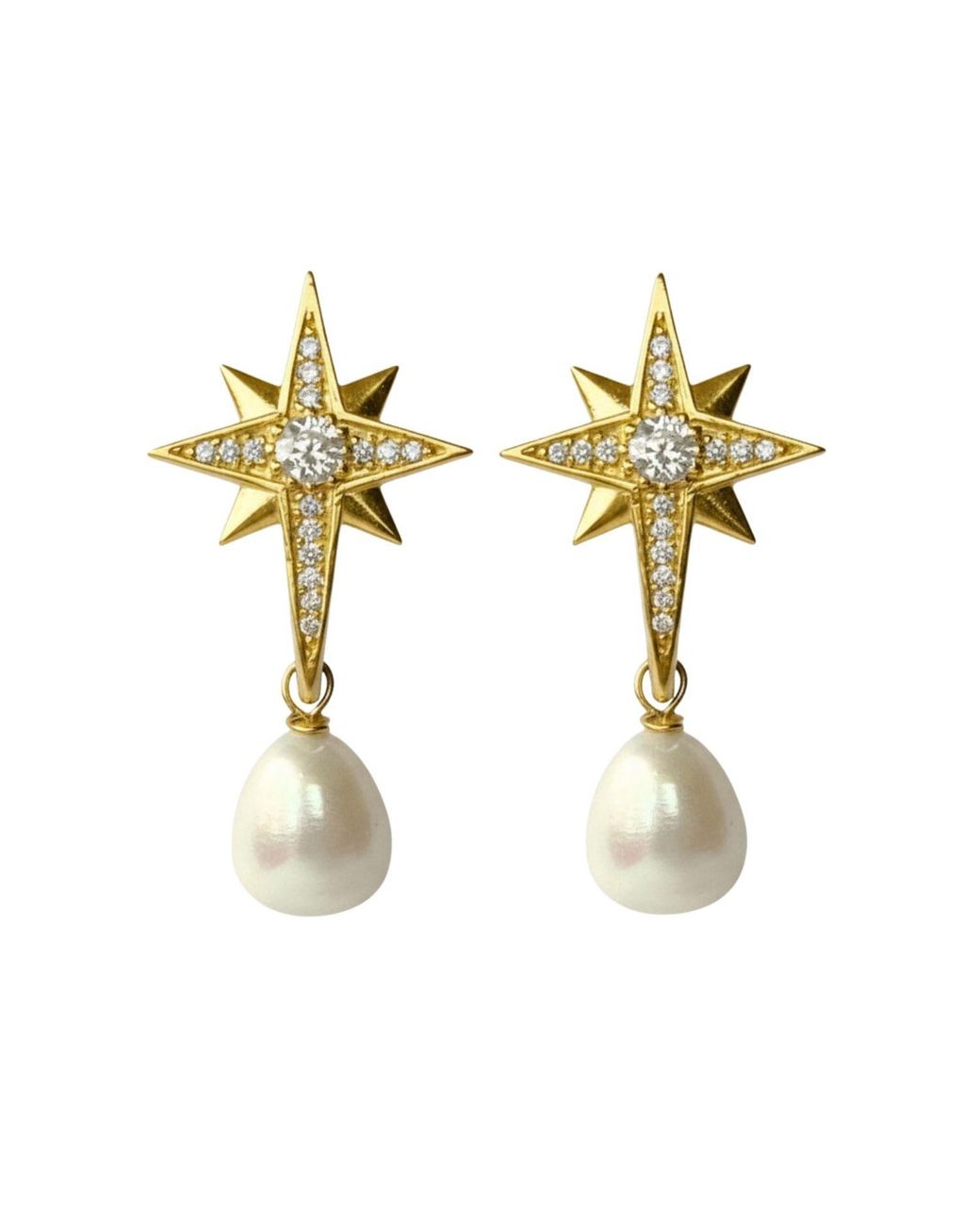 LINYA JEWELLERY Metallic Pole Star Pearl Dangle Earrings